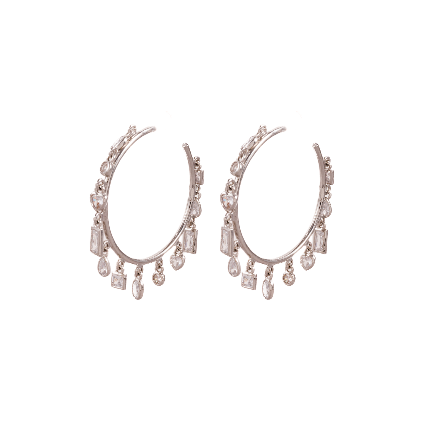 Quartz Charm Hoop Earrings