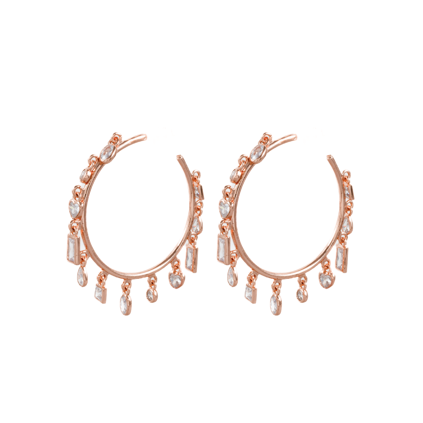 Quartz Charm Hoop Earrings