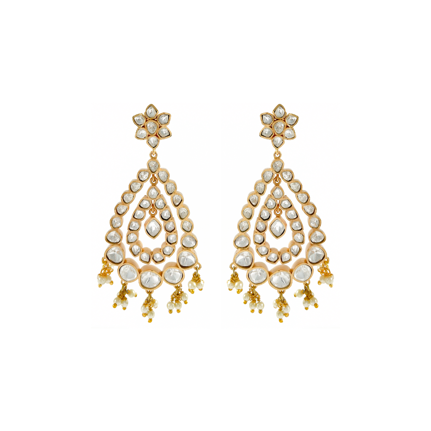Moissanite Polki Dangler Earrings