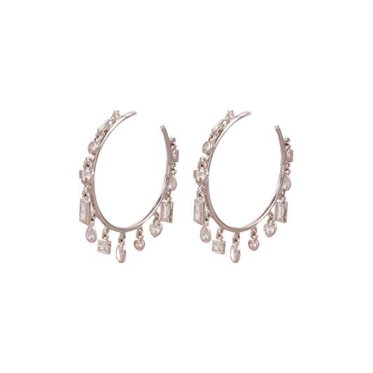 Quartz Charm Hoop Earrings