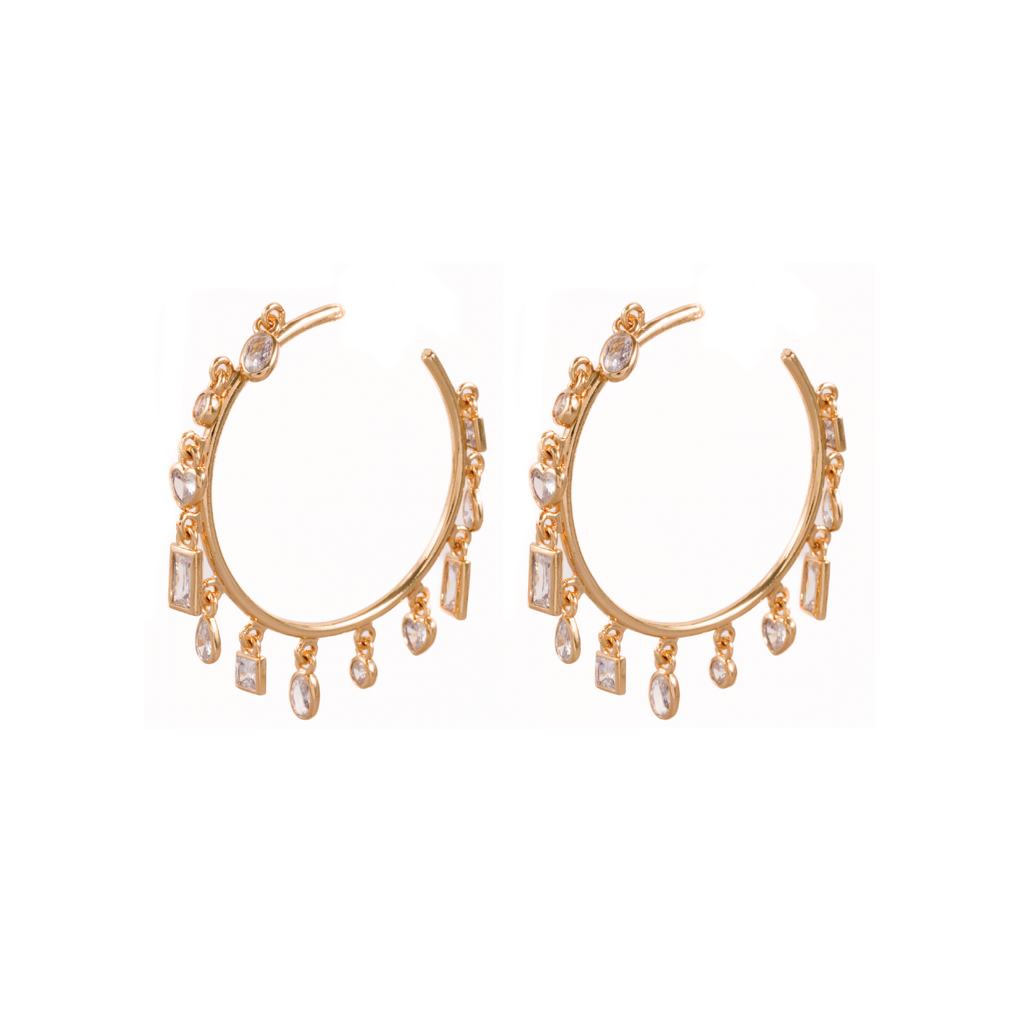 Quartz Charm Hoop Earrings
